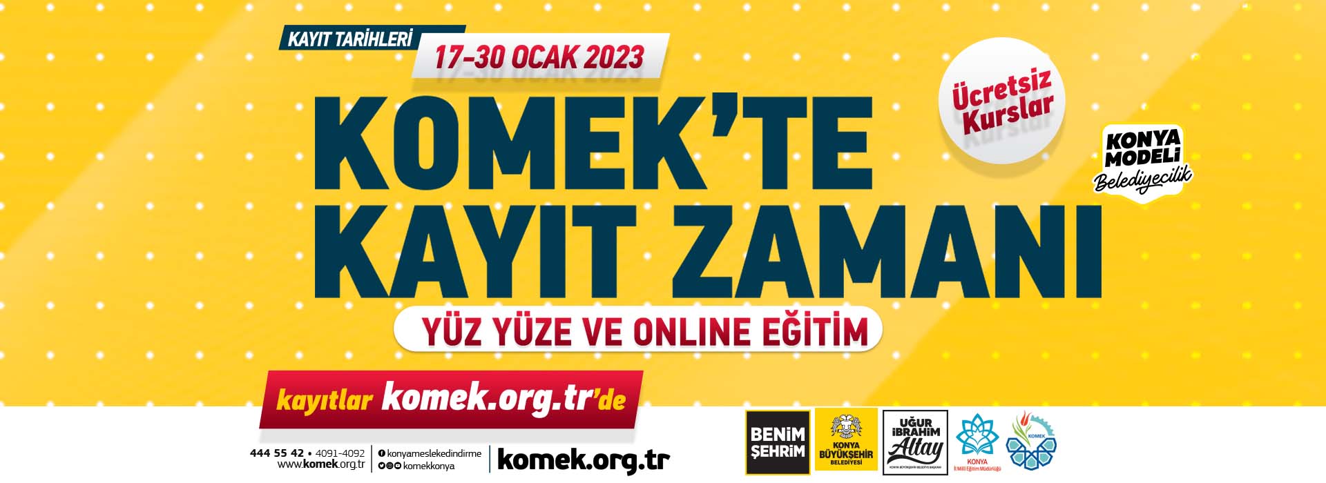 KOMEK Yeni Dönem Kayıtları 17-30 Ocak Arasında